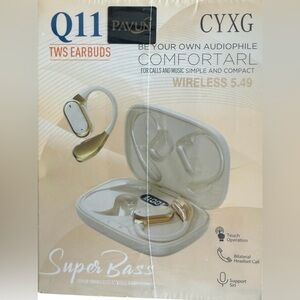 Pavun Q11 TWS Wireless Over the Ear Earbuds with Charging Case NIP